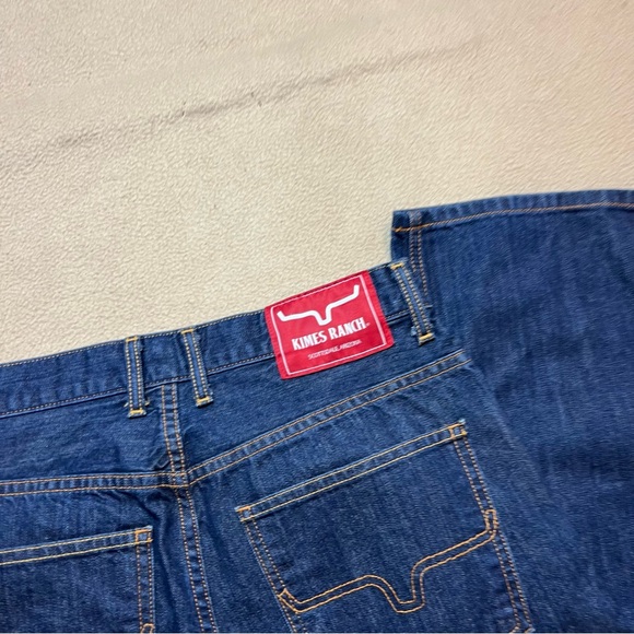 Kimes Ranch Jeans Mens 33x32 Cal Straight Leg Blue Dark Wash Western Denim USA - Picture 8 of 8